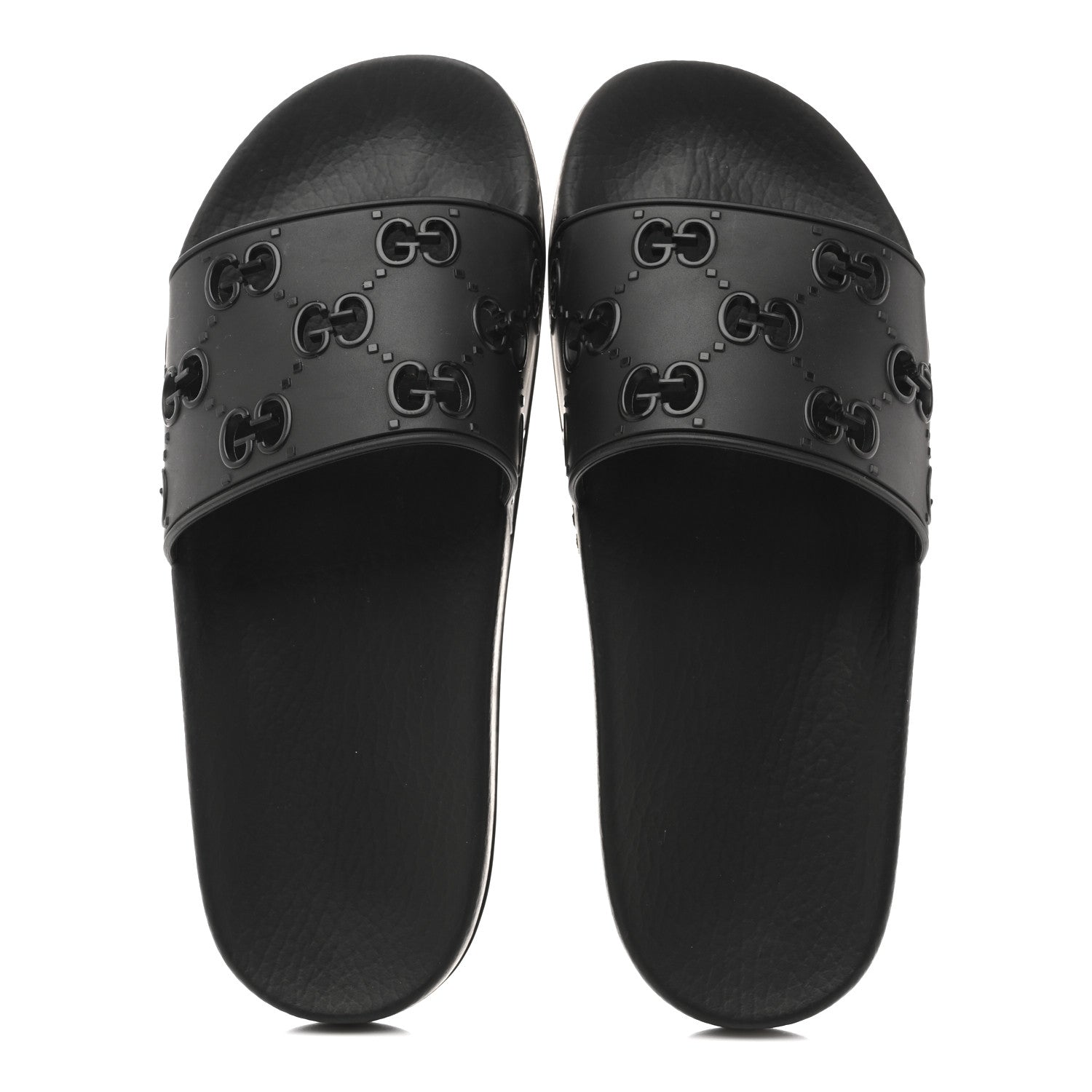 Gucci Rubber GG Monogram Perforated Womens Slide Sandals 40 Black 2 of 10