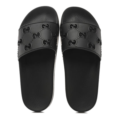 Gucci Rubber GG Monogram Perforated Womens Slide Sandals 40 Black 2 of 10