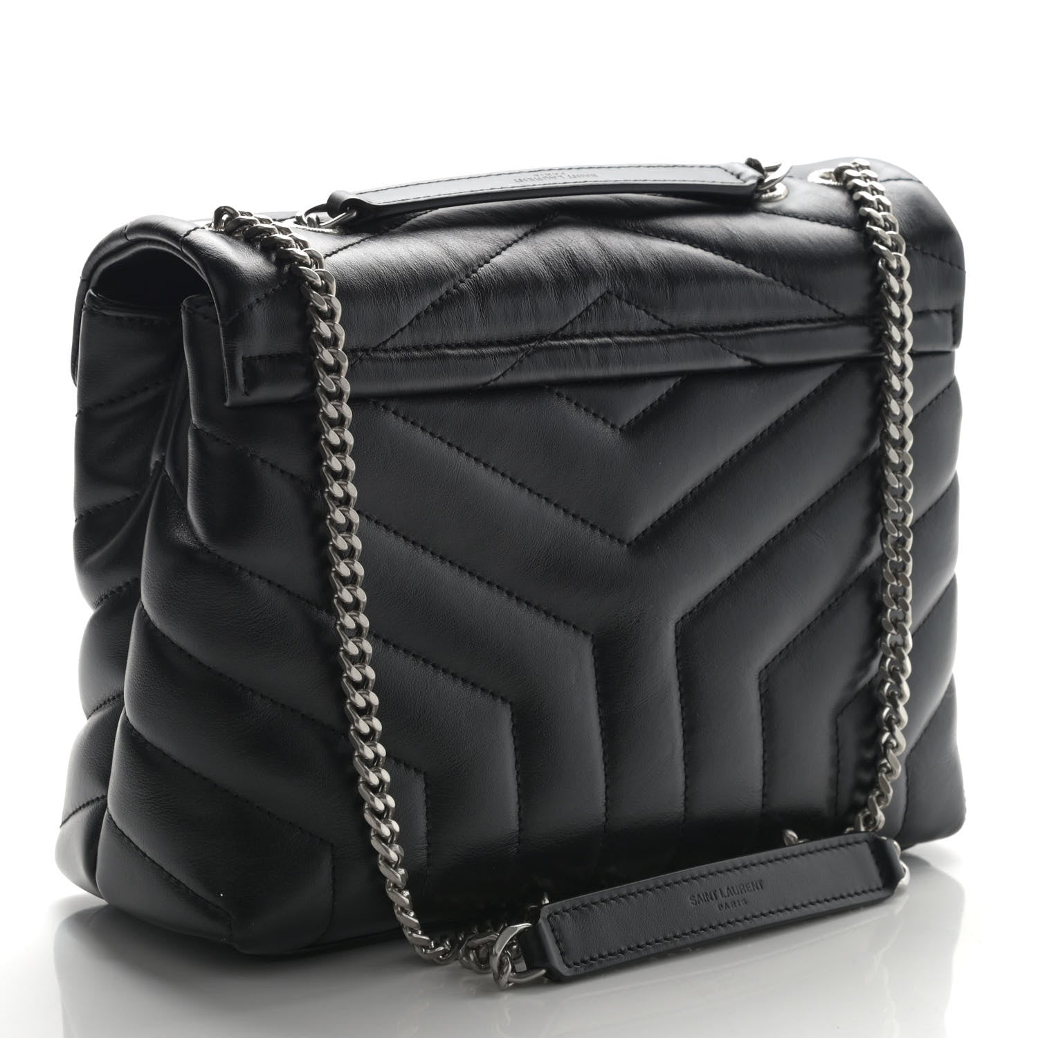 Saint Laurent Calfskin Y Quilted Monogram Small Loulou Chain Satchel Black 3 of 11