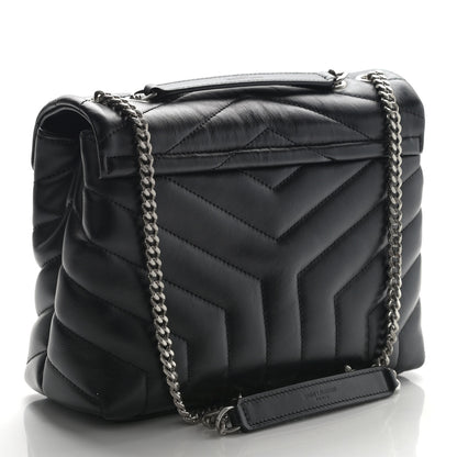 Saint Laurent Calfskin Y Quilted Monogram Small Loulou Chain Satchel Black 3 of 11
