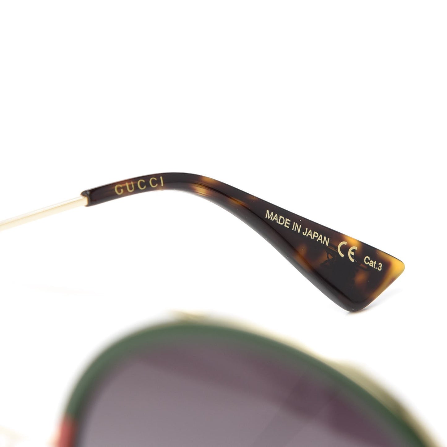 Round Frame Sunglasses GG0061S Gold Green