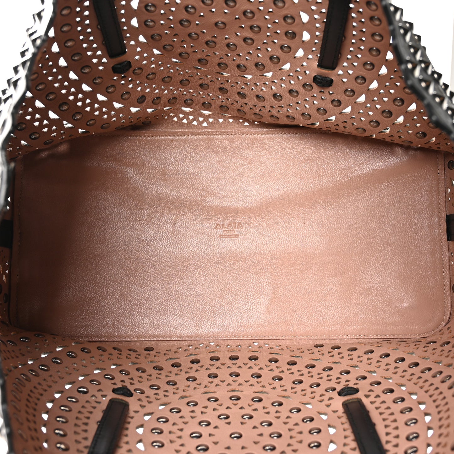 Calfskin Laser Cut Studded Mina 32 Tote Tote Black