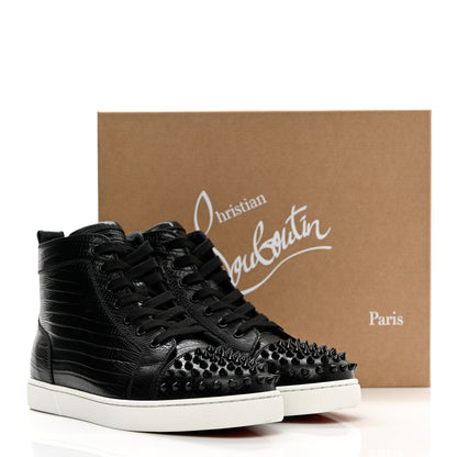 Christian Louboutin Calfskin Lizard Embossed Womens Lou Spikes Flat Sneakers 40.5 Black 13 of 13