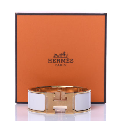 Hermes Enamel Wide Clic Clac H Bracelet PM White 6 of 6