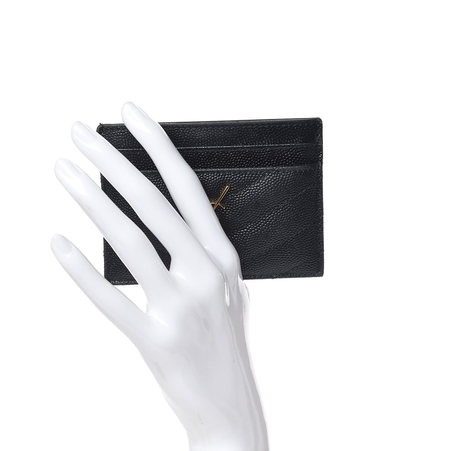 Grain De Poudre Matelasse Chevron Monogram Credit Card Case Black