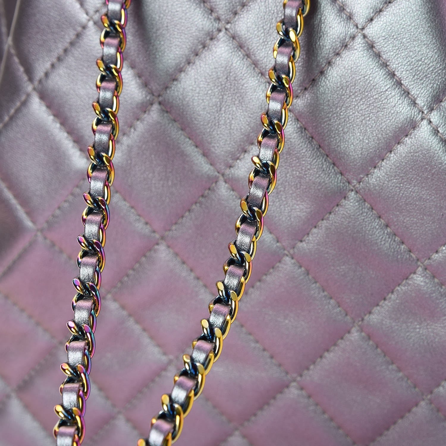 Chanel Iridescent Lambskin Calfskin Quilted Gabrielle Backpack Light Purple 8 of 9