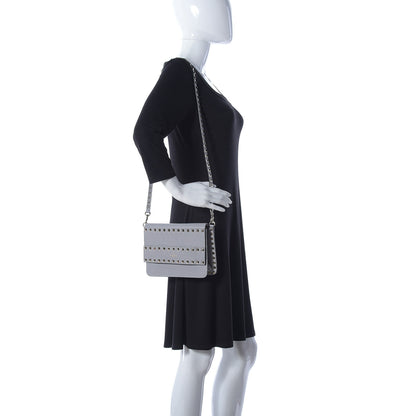Valentino Garavani Pebbled Calfskin Rockstud Side Slip Crossbody Pastel Grey 2 of 8