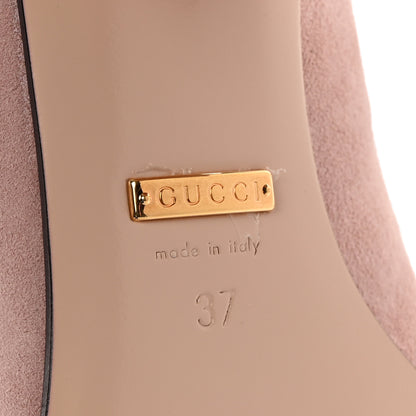 Gucci Kid Scamosciato GG Marmont Fringe 50mm Loafer Pumps 37 Crystal Pink 6 of 10