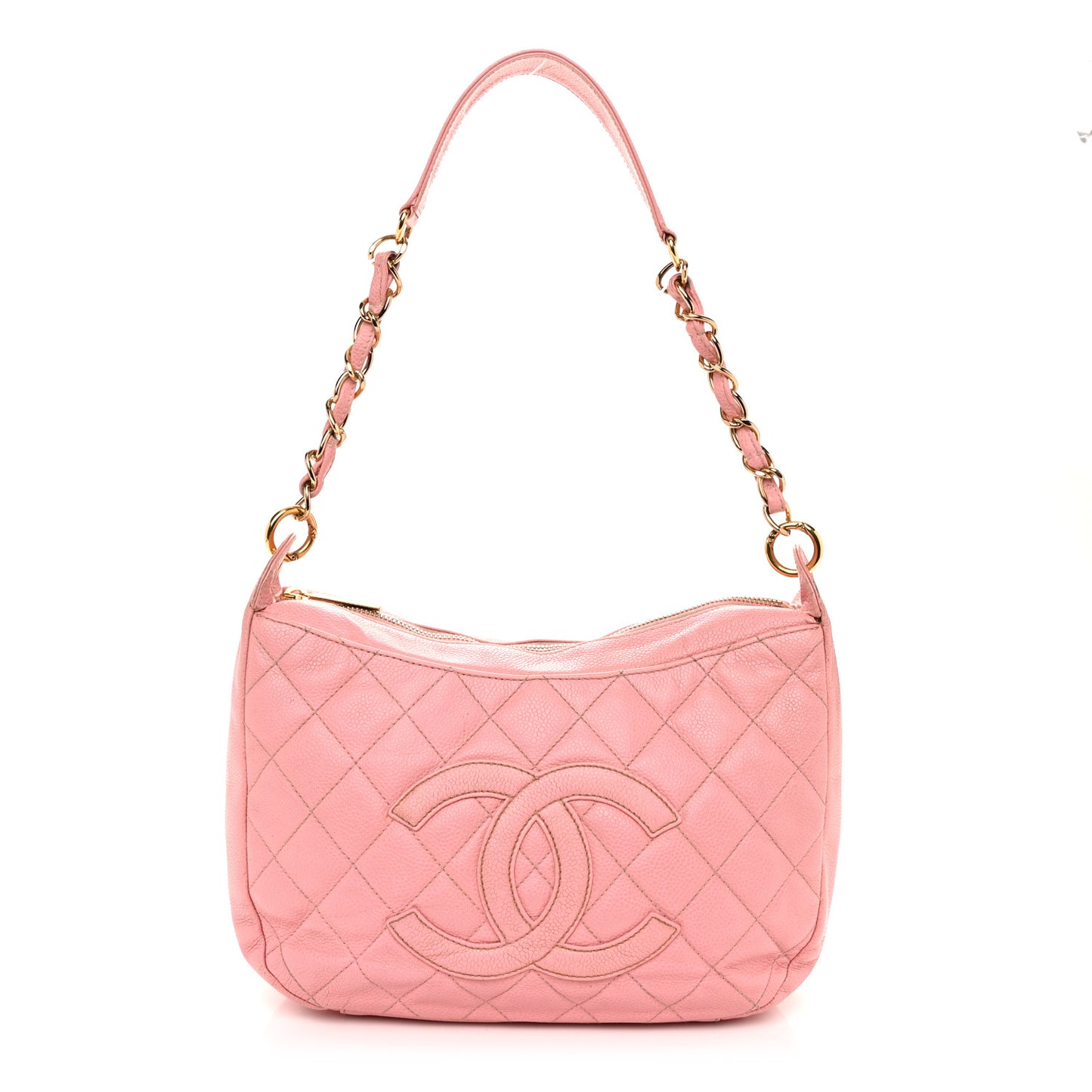 Caviar Quilted Timeless CC Shoulder Bag Pink