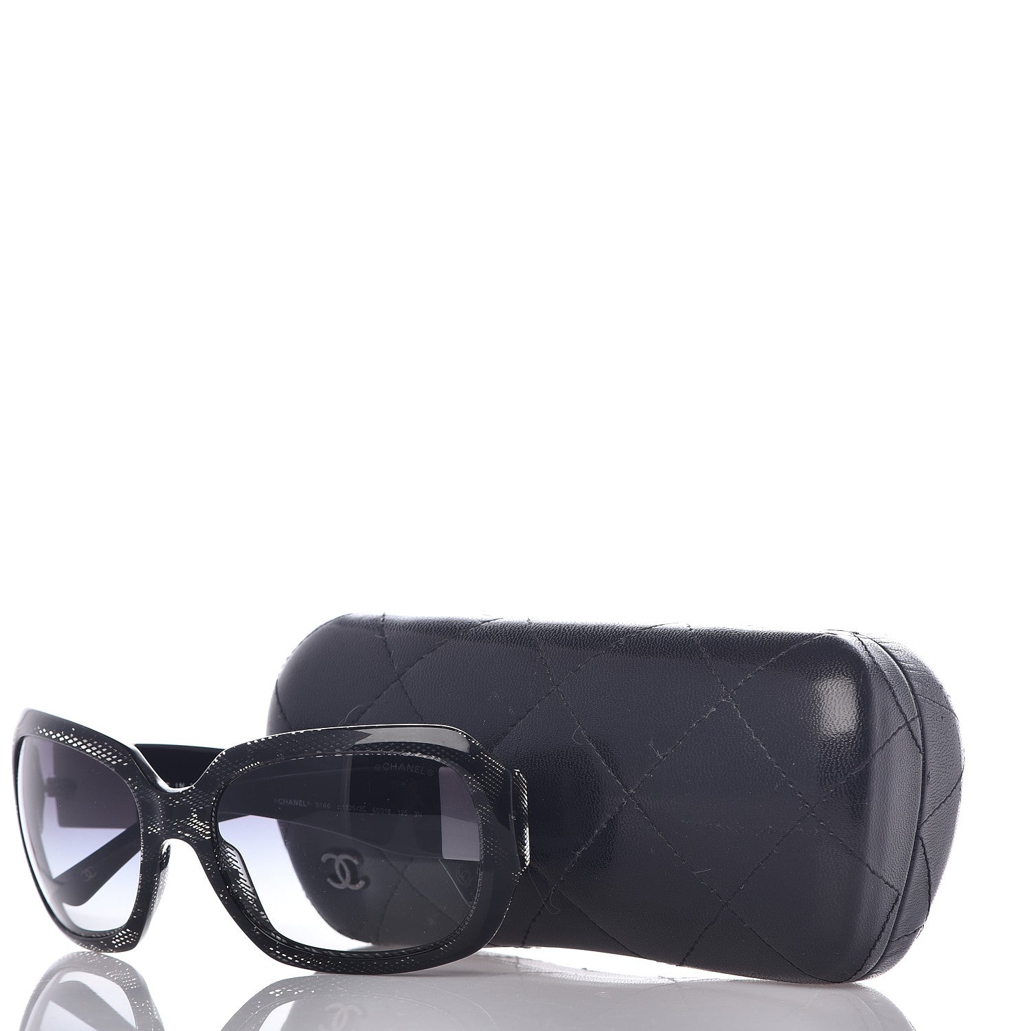 Chanel Acetate CC Lace Effect Sunglasses 5146 Black White 7 of 7
