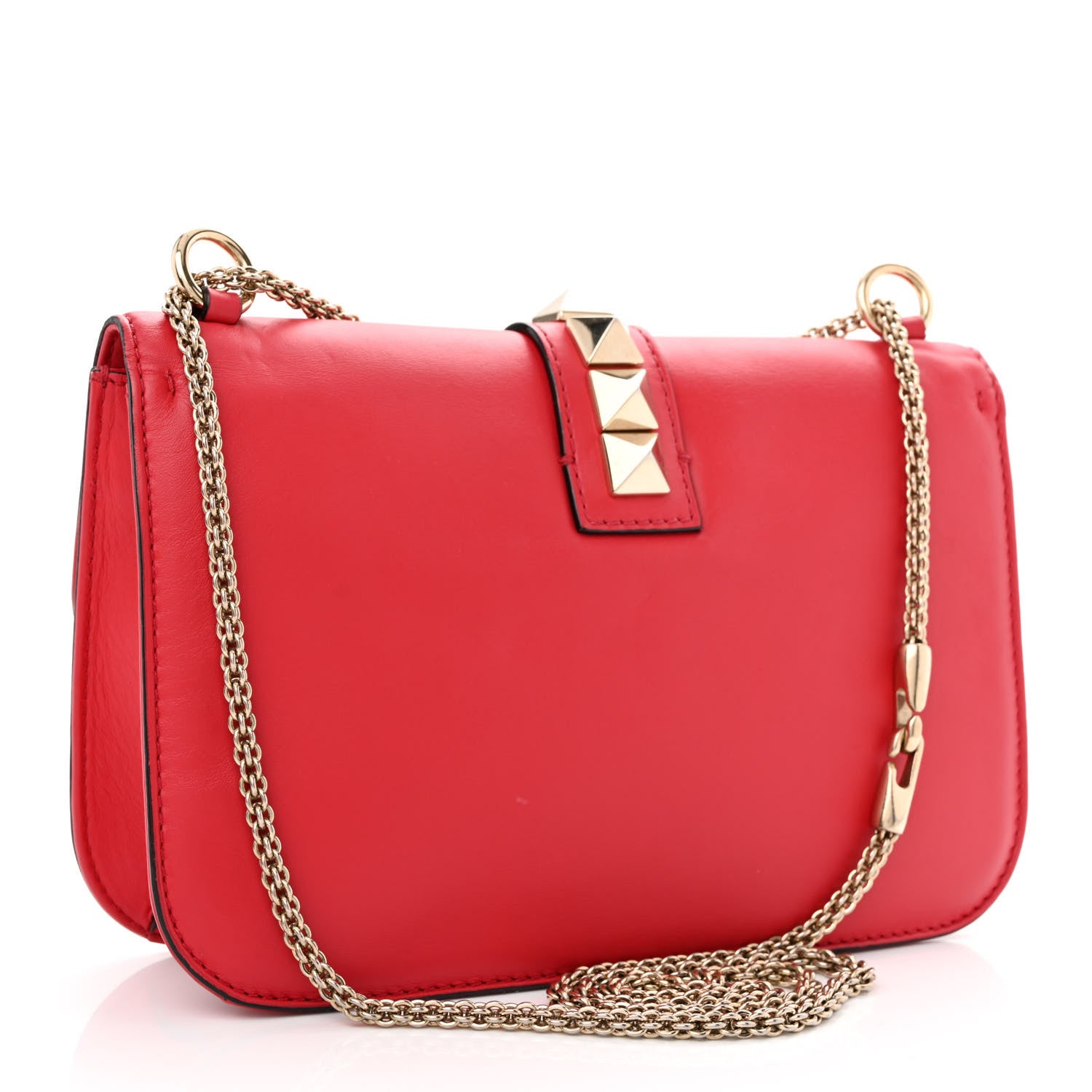 Valentino Garavani Vitello Medium Glam Lock Rockstud Flap Red 3 of 15