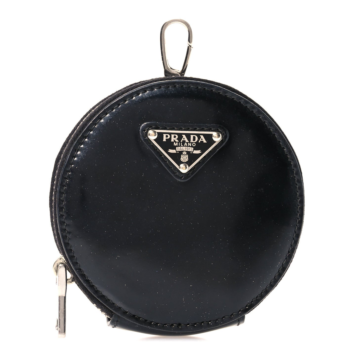 Spazzolato Round Coin Pouch Bag Charm Black