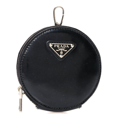 Prada Spazzolato Round Coin Pouch Bag Charm Black 1 of 7