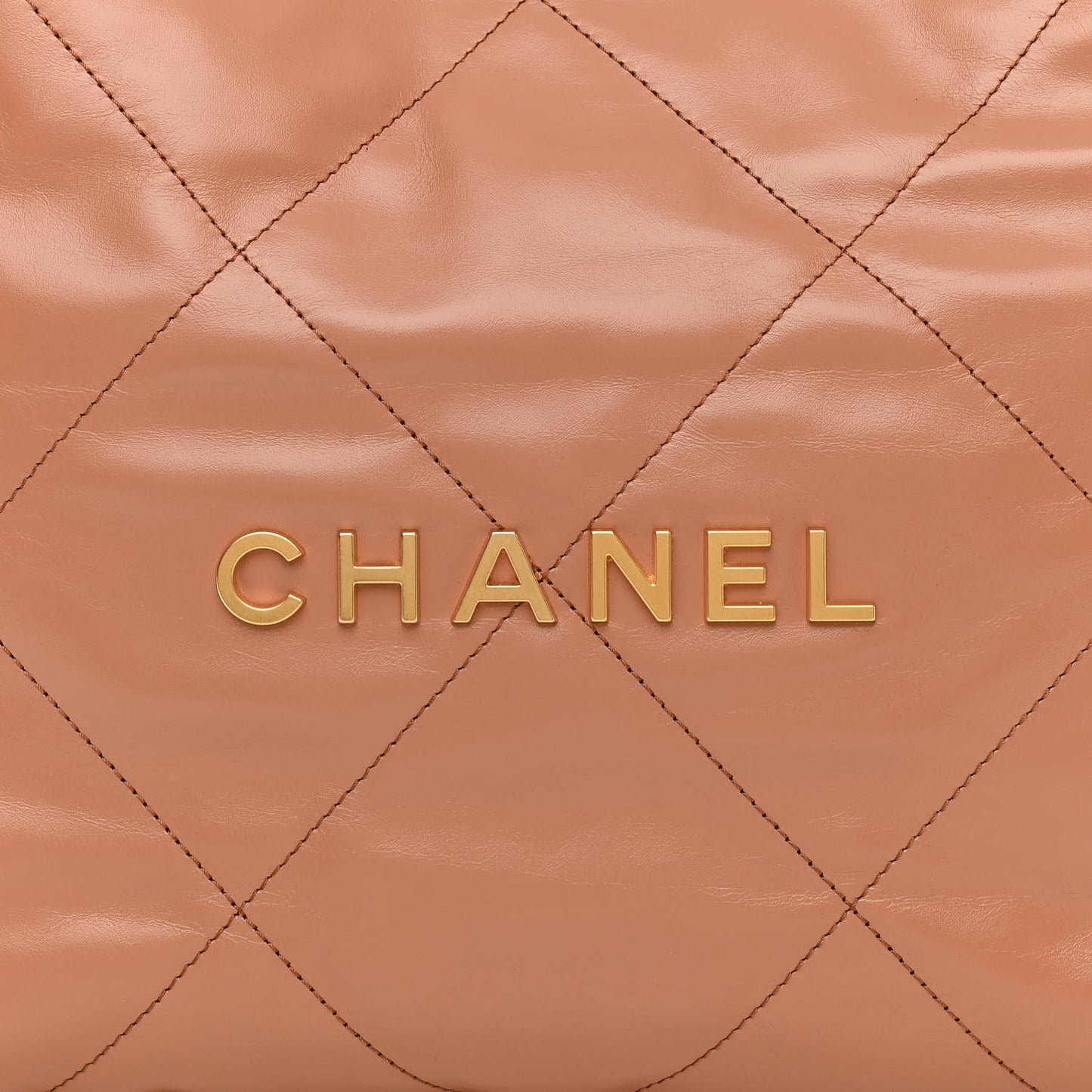 Shiny Calfskin Quilted Small Chanel 22 Camel