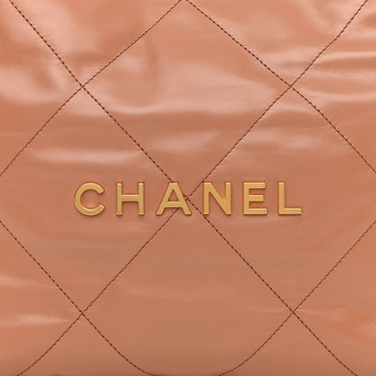 Chanel Shiny Calfskin Quilted Small Chanel 22 Camel 11 of 12