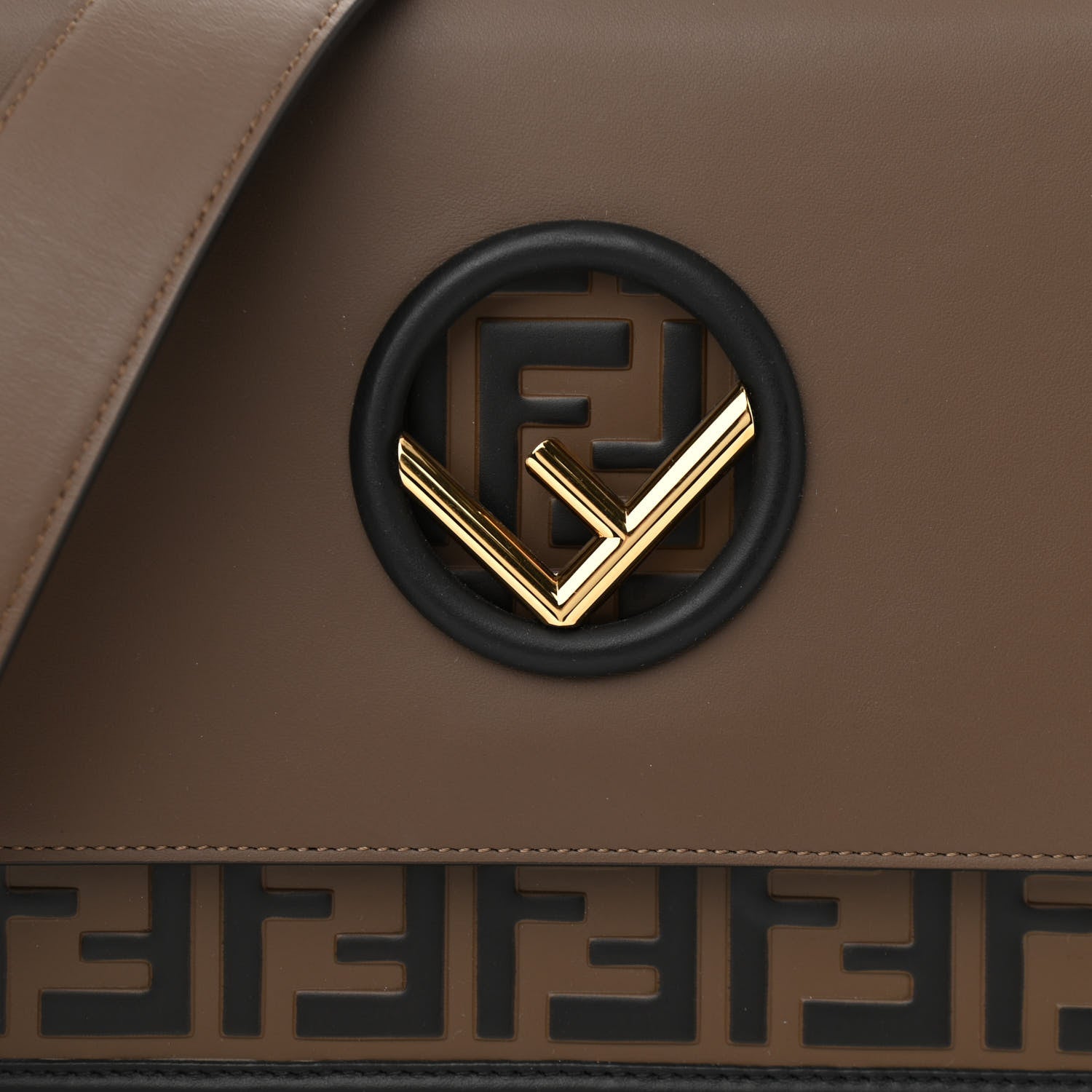 Fendi Vitello Century F is Fendi Bi-Color FF 1974 Embossed Kan I Shoulder Bag Maya Black 8 of 11