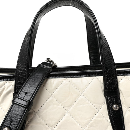 Chanel Aged Calfskin Quilted Large Gabrielle Shopping Tote White Black 8 of 10