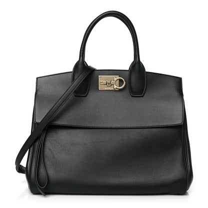 Salvatore Ferragamo Calfskin Large Studio Bag Black 1 of 8