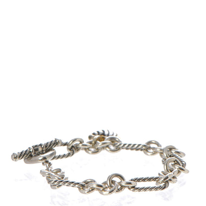 David Yurman Sterling Silver 18K Yellow Gold Cable Heart Charm Bracelet 3 of 6