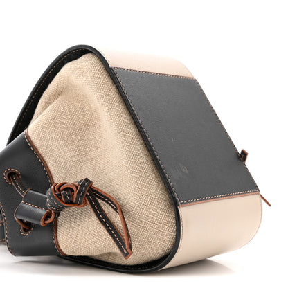 Loewe Calfskin Linen Mini Hammock Shoulder Bag Light Oat Black 8 of 13