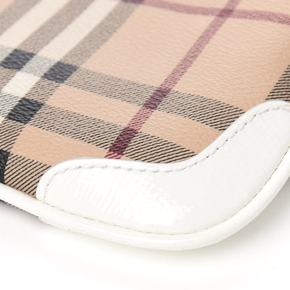 Burberry Haymarket Check Small Peyton Crossbody Clutch Bag White 8 of 9