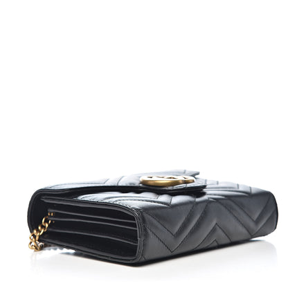 Gucci Calfskin Matelasse GG Marmont Chain Wallet Black 4 of 10