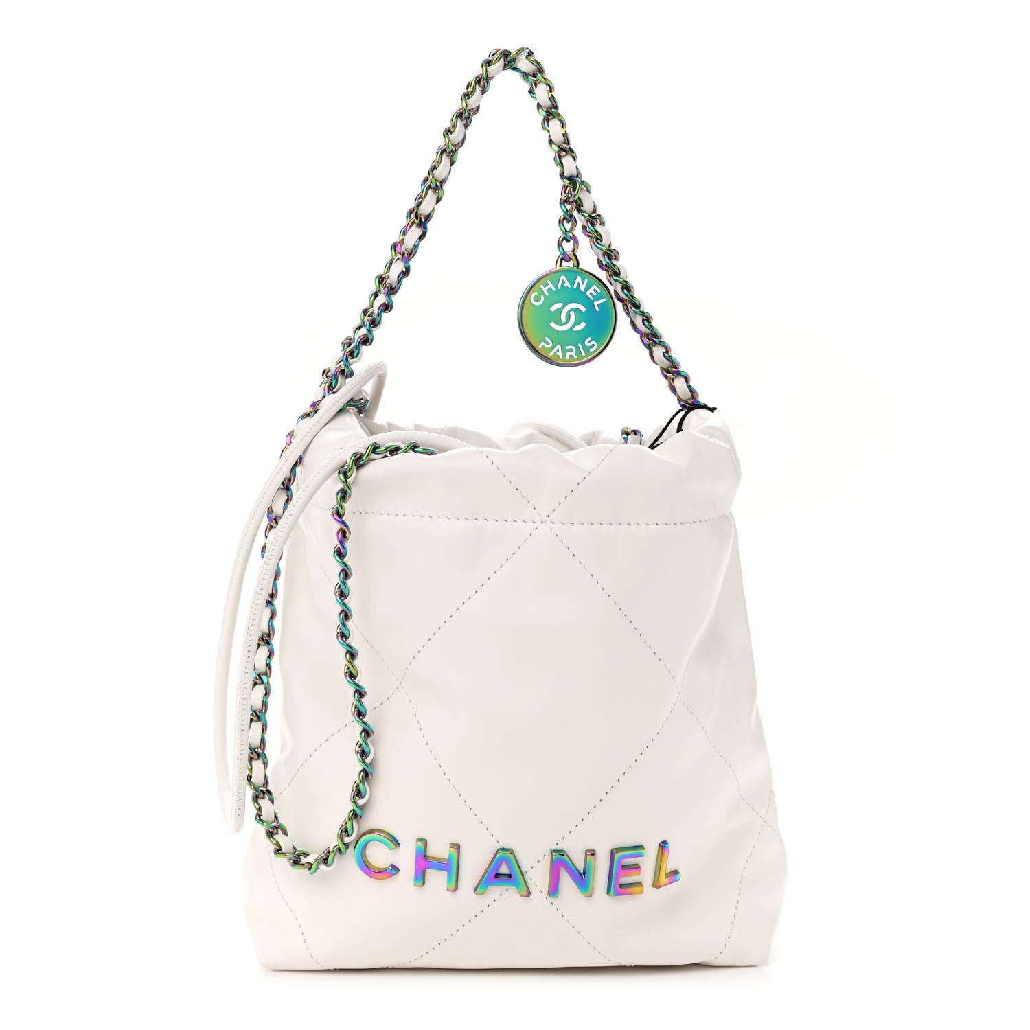 Chanel Shiny Calfskin Quilted Rainbow Mini Chanel 22 White 1 of 10
