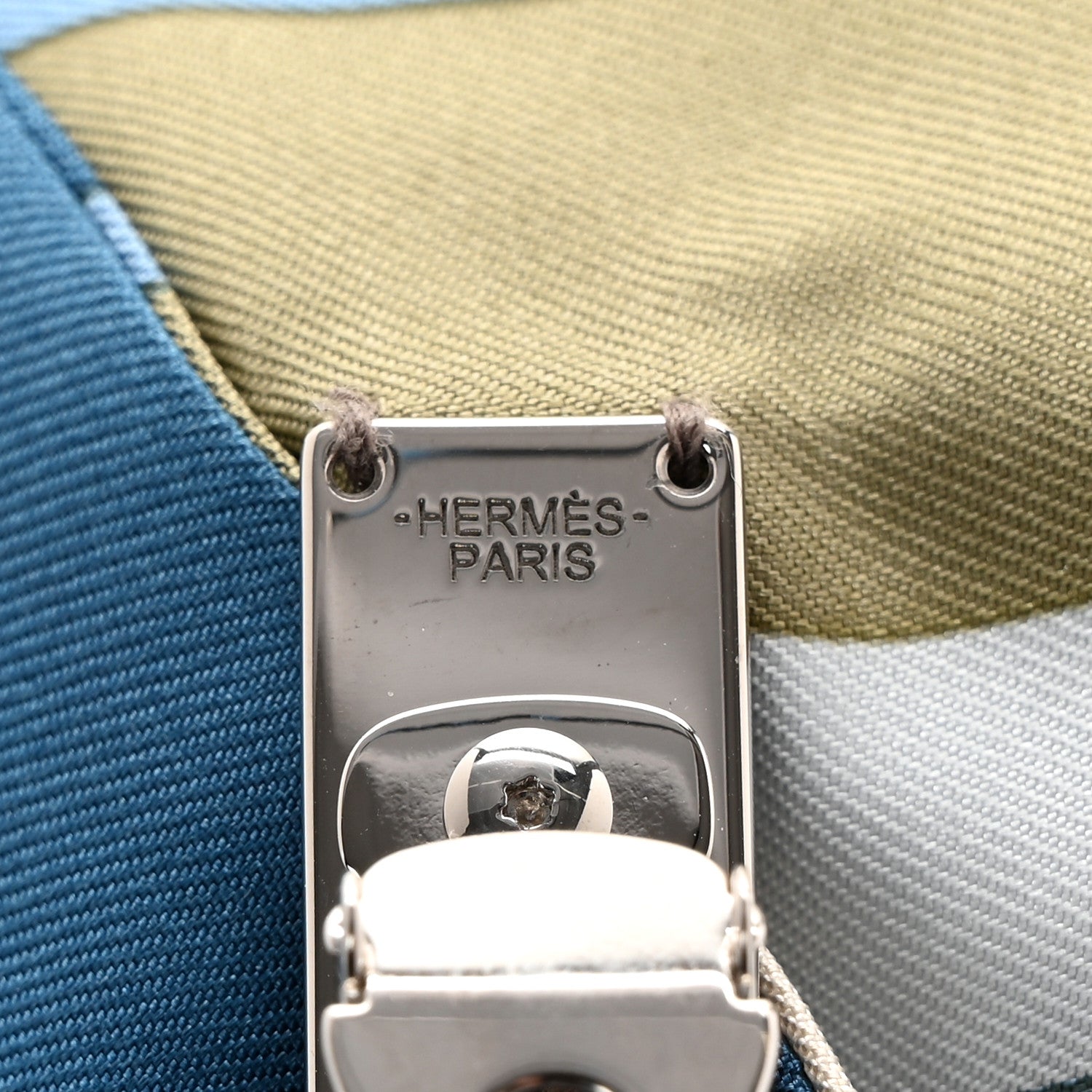 Hermes Silk Ex Libris Grenelle Hair Clip Bleu Cyclade 3 of 6