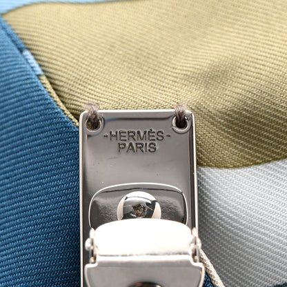 Hermes Silk Ex Libris Grenelle Hair Clip Bleu Cyclade 3 of 6