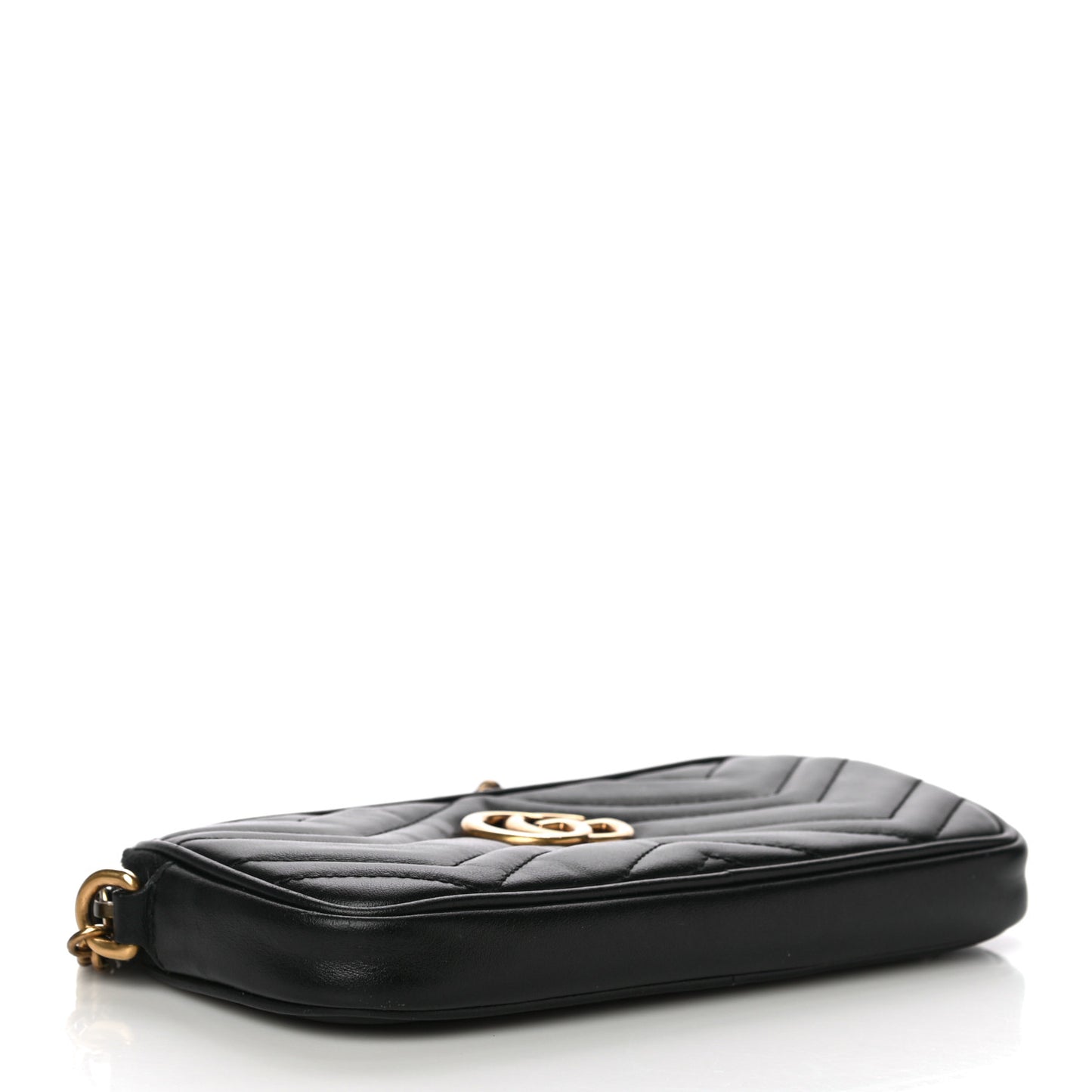 Calfskin Matelasse Mini GG Marmont Chain Crossbody Bag Black