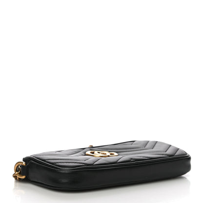 Gucci Calfskin Matelasse Mini GG Marmont Chain Crossbody Bag Black 4 of 11