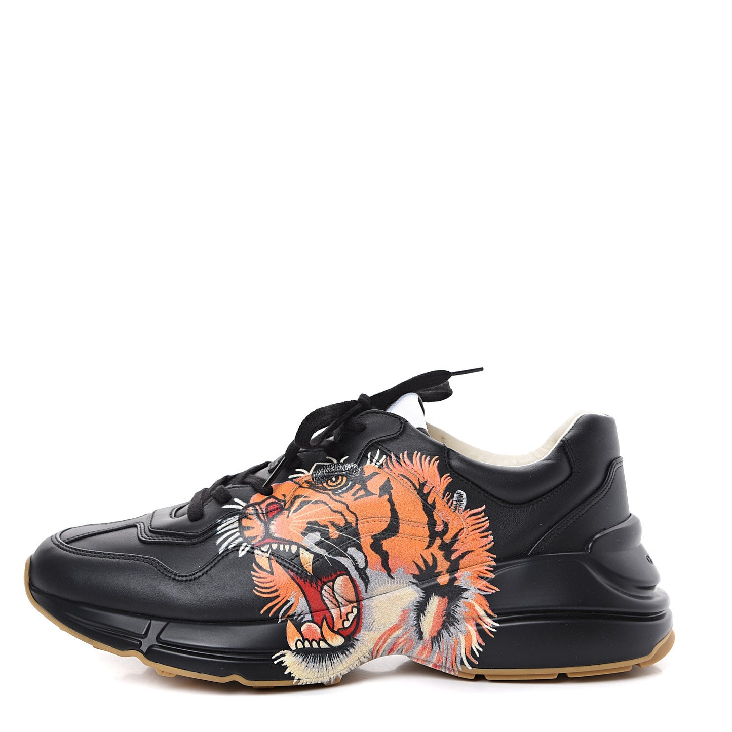 Calfskin Tiger Print Mens Rhyton Sneakers 11 Black