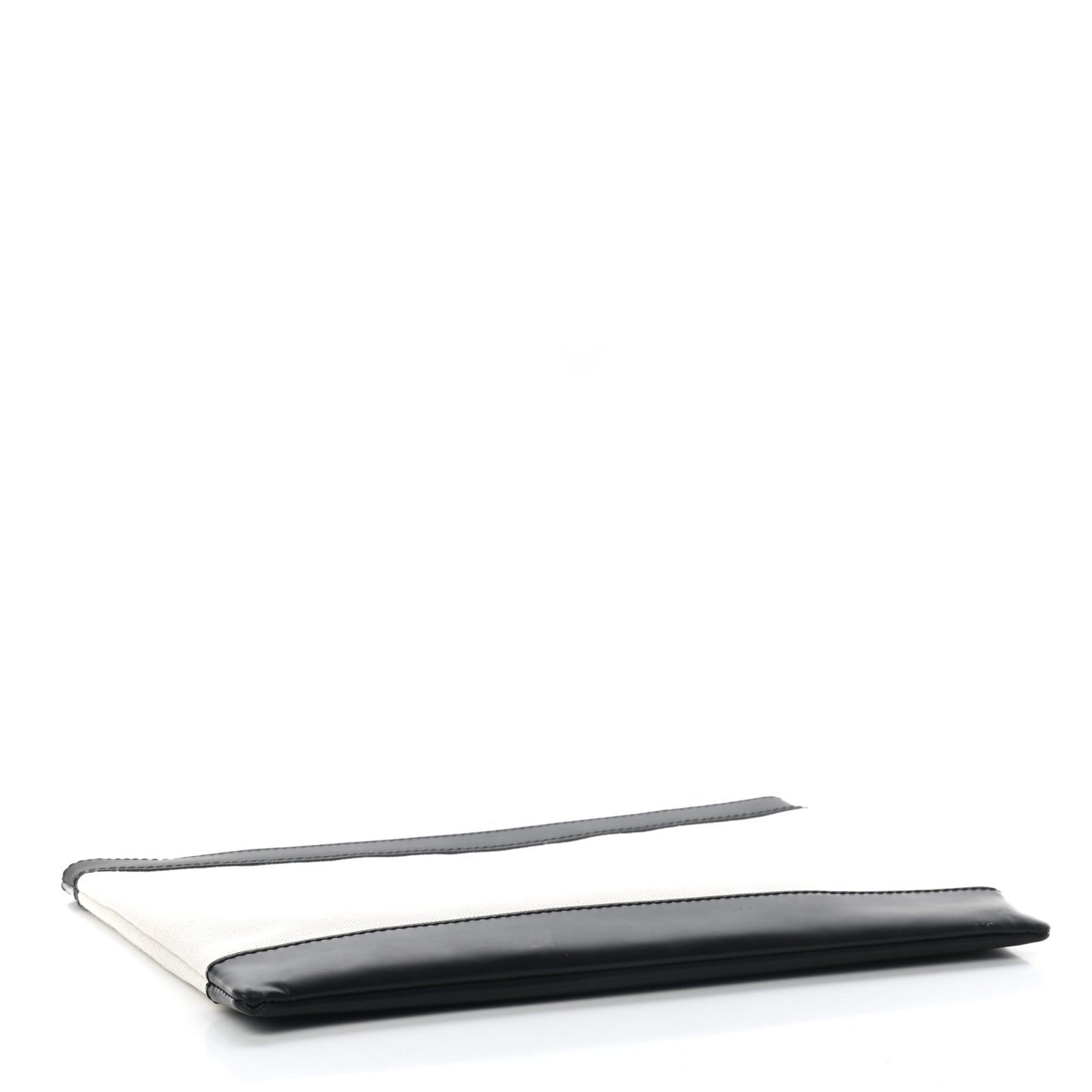Calfskin Cotton Canvas Logo Clutch Natural Black