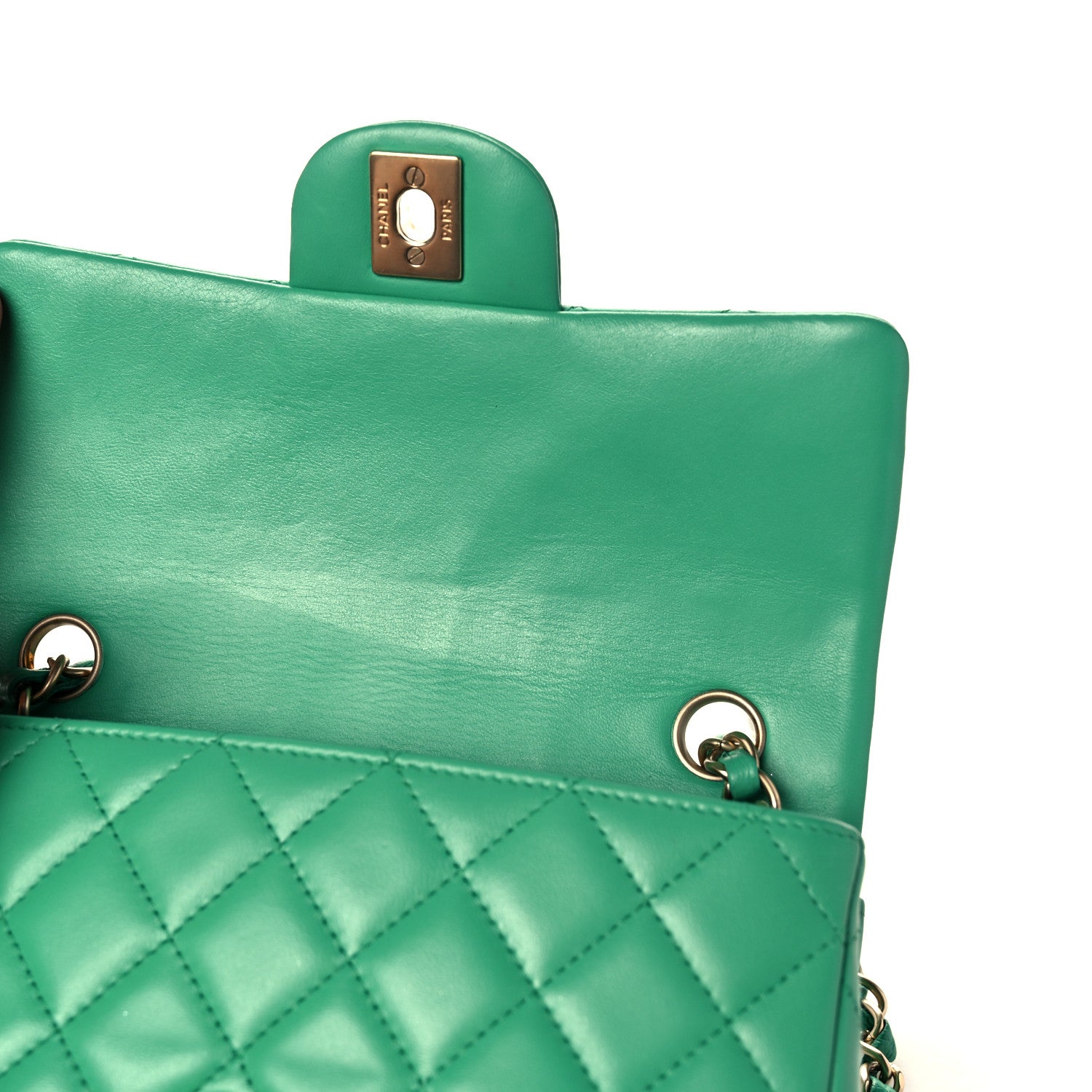 Chanel Lambskin Quilted Mini Rectangular Flap Green 10 of 11