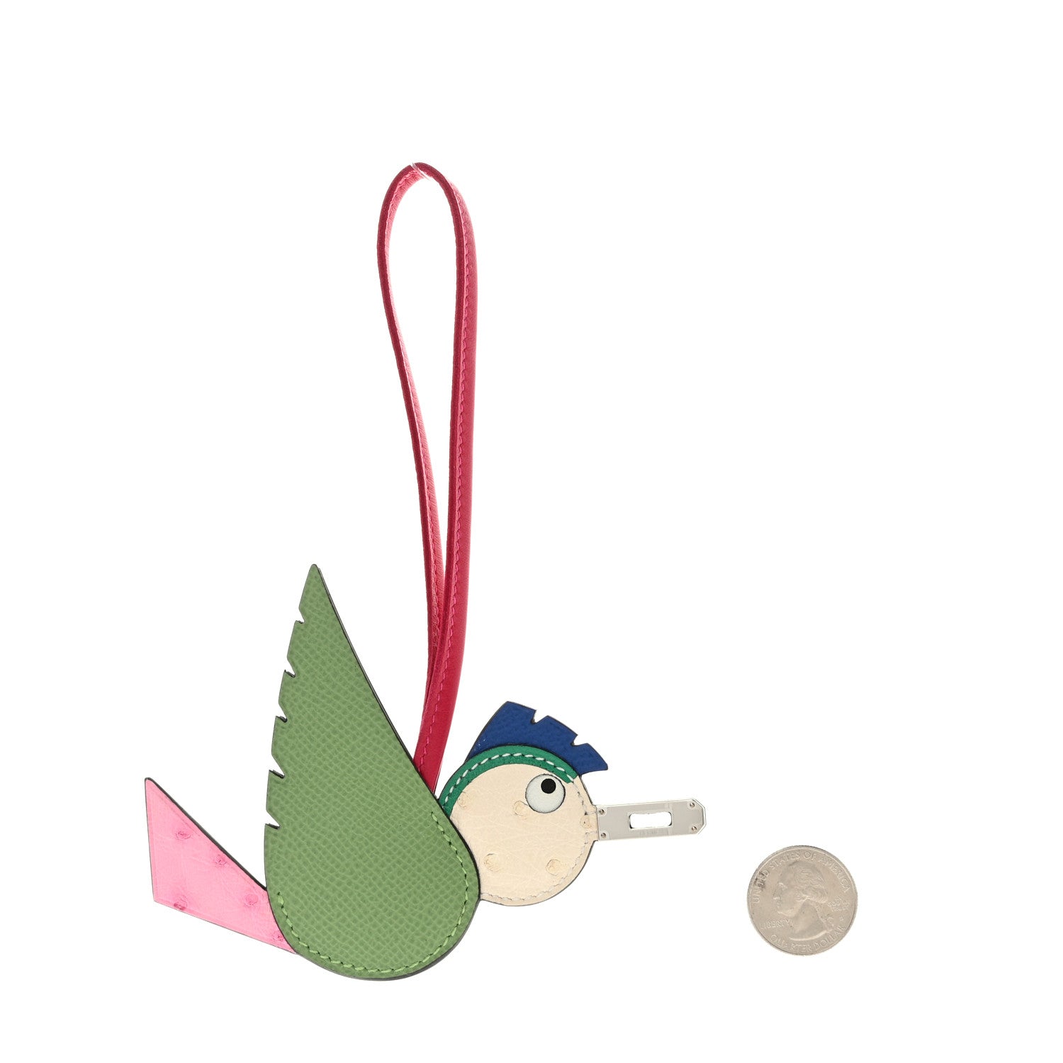 Hermes Ostrich Epsom Swift Birdy Bag Charm Vert Criquet Bubblegum Nata Menthe Bleu France Framboise 2 of 4