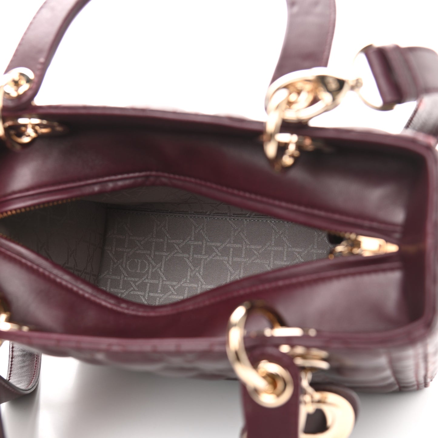 Lambskin Cannage Medium Lady Dior Aubergine
