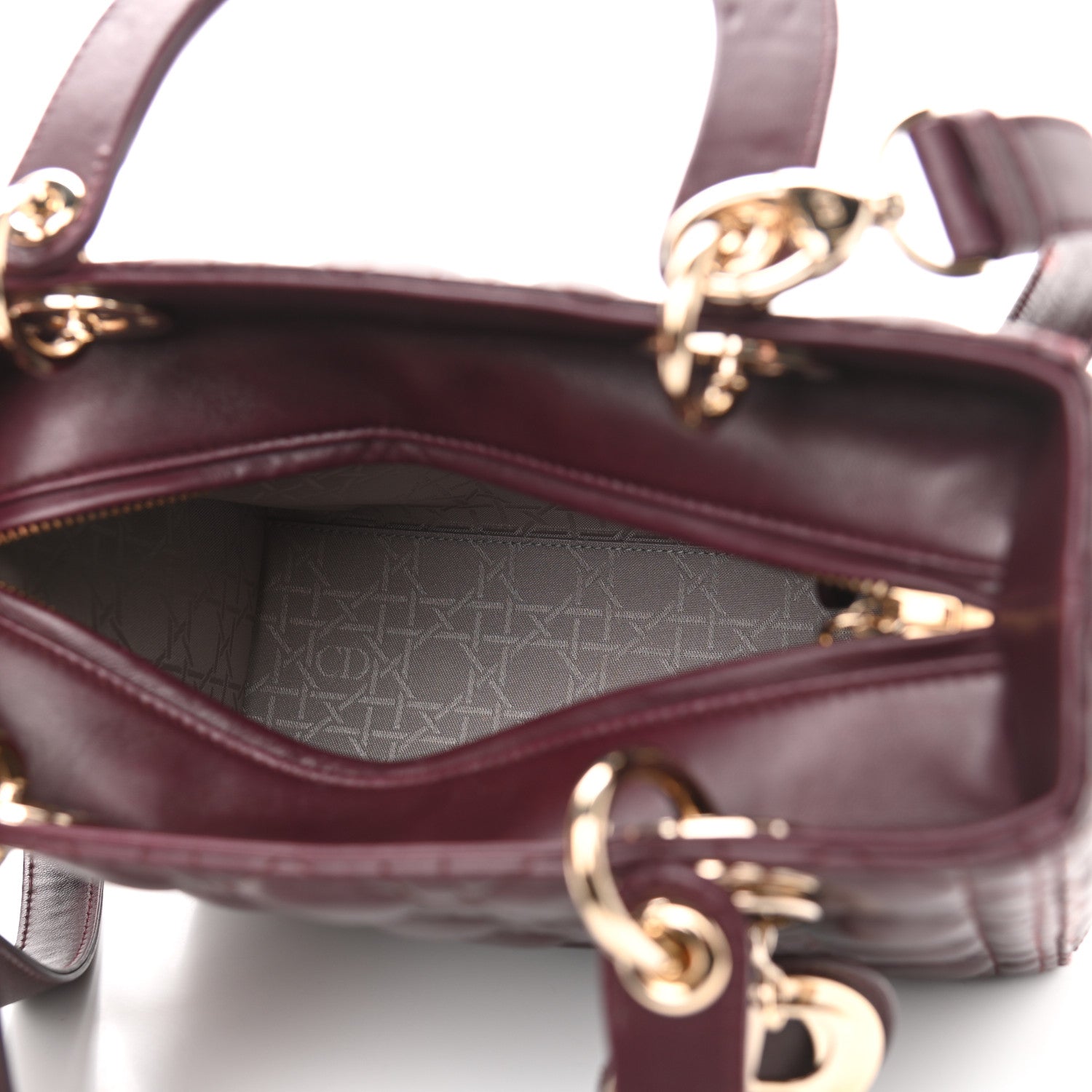 Christian Dior Lambskin Cannage Medium Lady Dior Aubergine 7 of 12