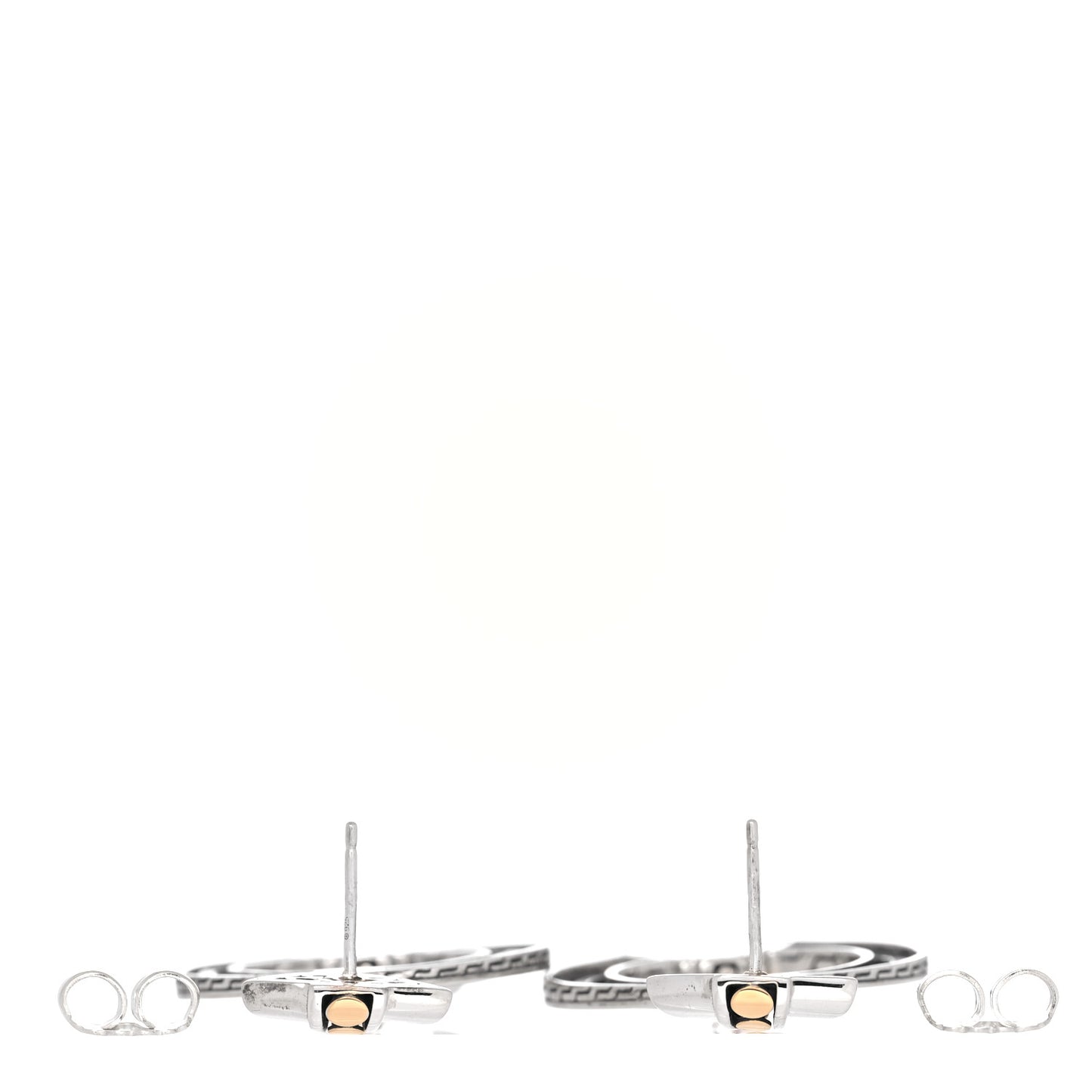 Sterling Silver 18K Yellow Gold Dot Deco Drop Earrings