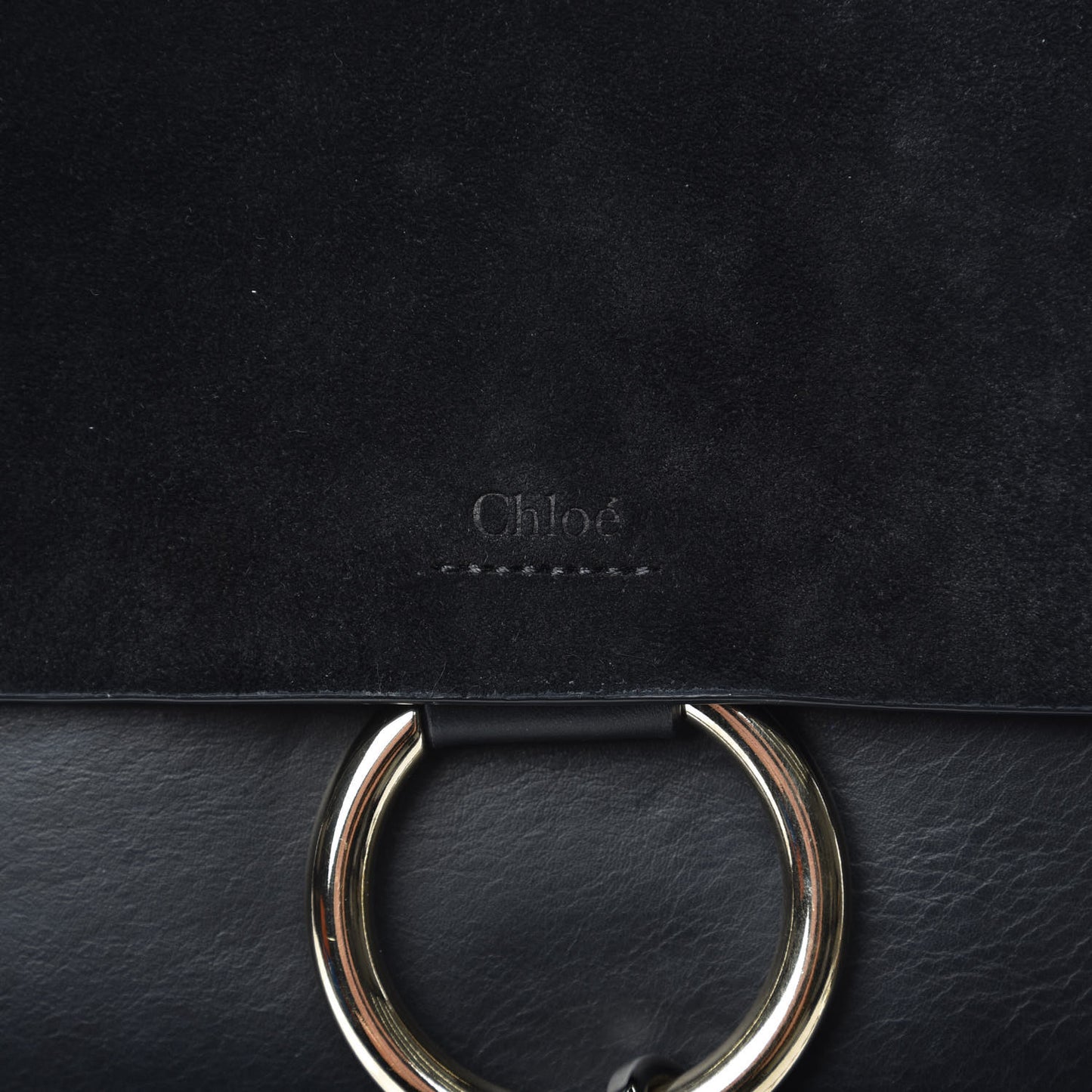 Suede Calfskin Faye Clutch Black