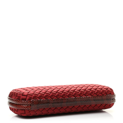 Bottega Veneta Satin Intreccio Impero Snakeskin Stretch Knot Clutch Red 4 of 6
