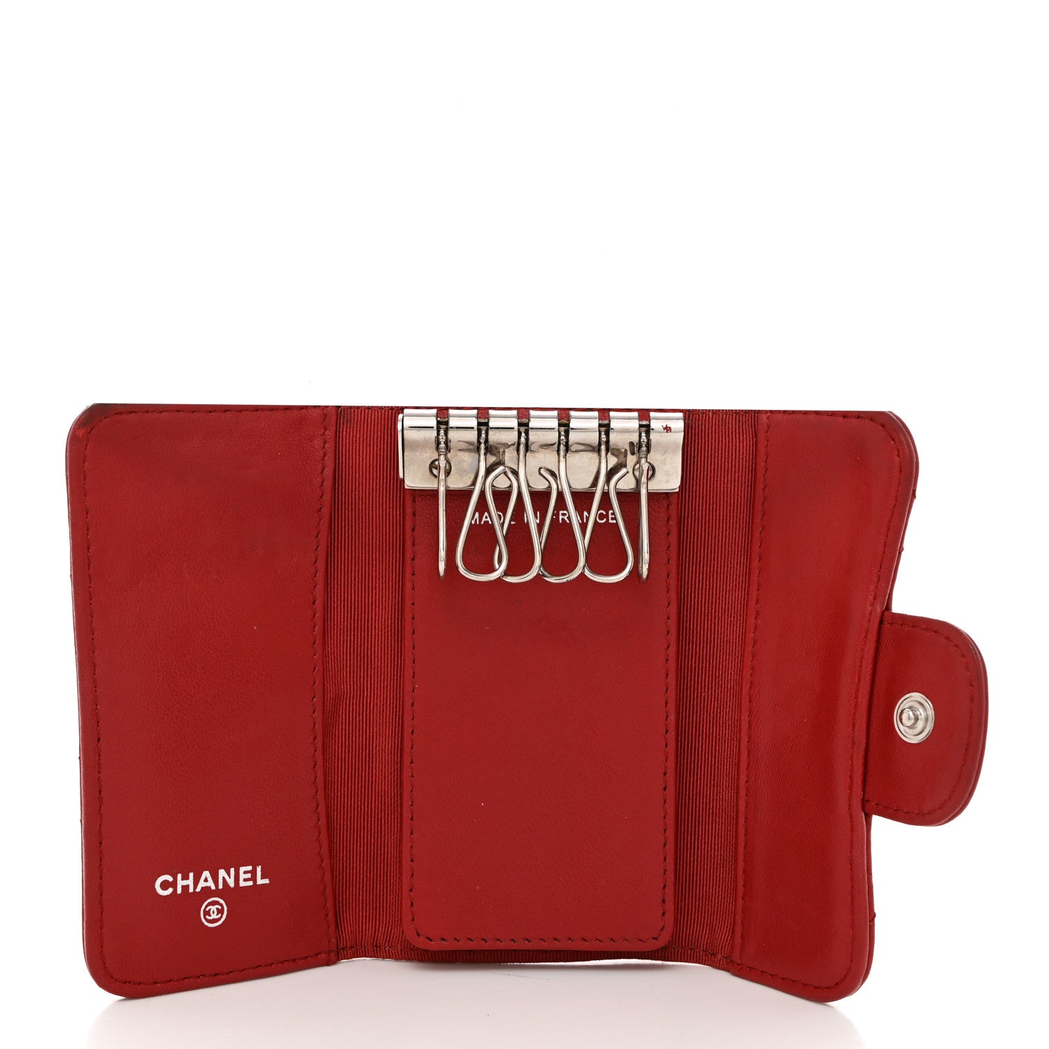 Chanel Lambskin Quilted 6 Key Holder Red 5 of 13