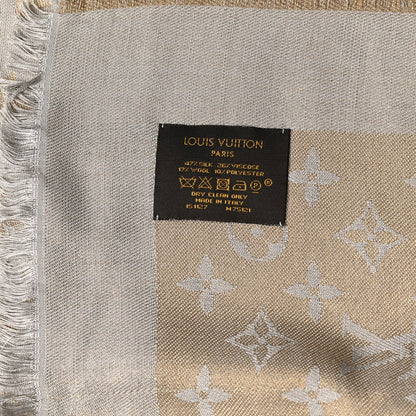 Louis Vuitton Silk Lurex Wool Monogram Shine Shawl Greige 5 of 5