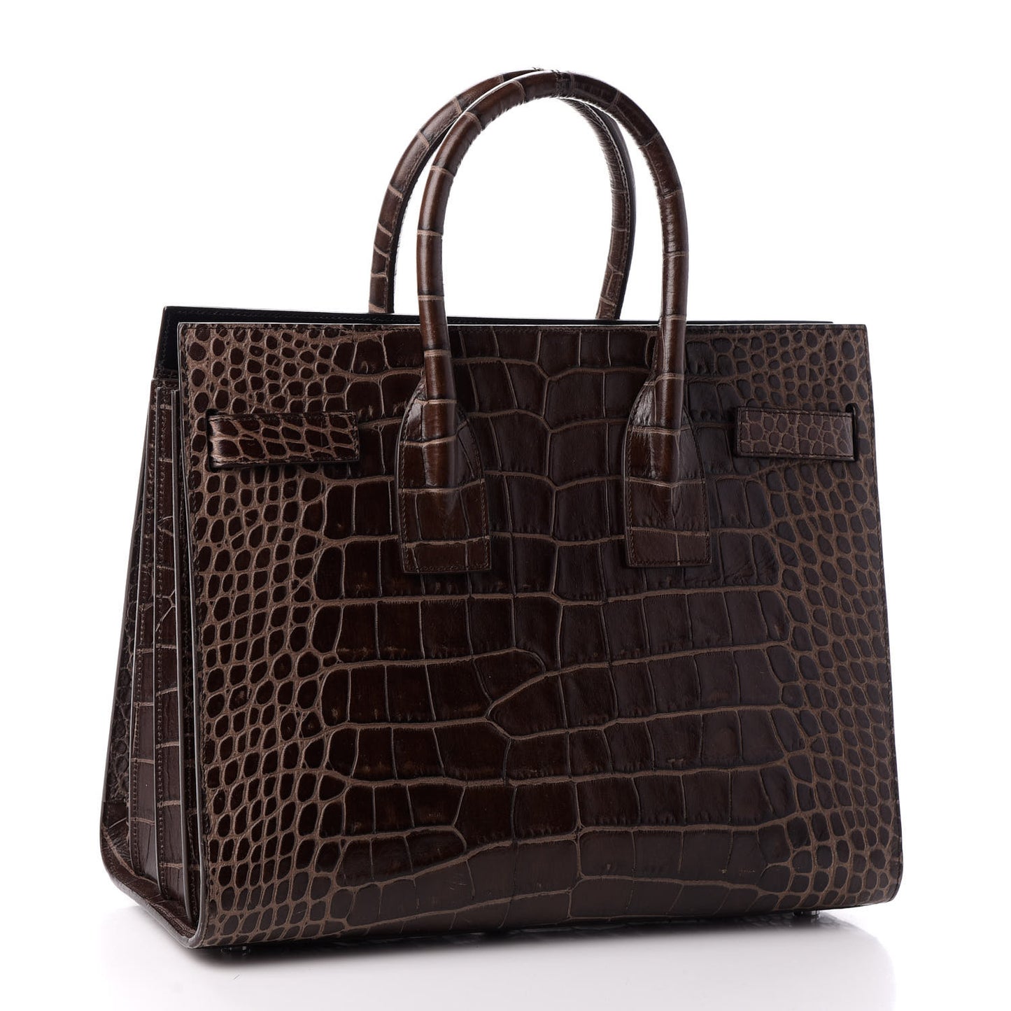 Calfskin Crocodile Embossed Small Sac De Jour Brown