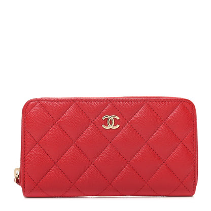 Chanel Caviar Quilted Medium Zip Around Wallet Red 1 of 8