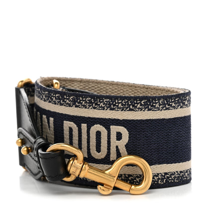 Christian Dior Canvas Embroidered Shoulder Strap Blue 1 of 7