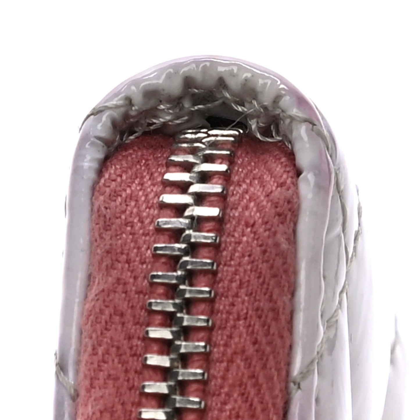 Ombre Patent Calfskin Quilted Small Zip Around Coin Purse Pink White