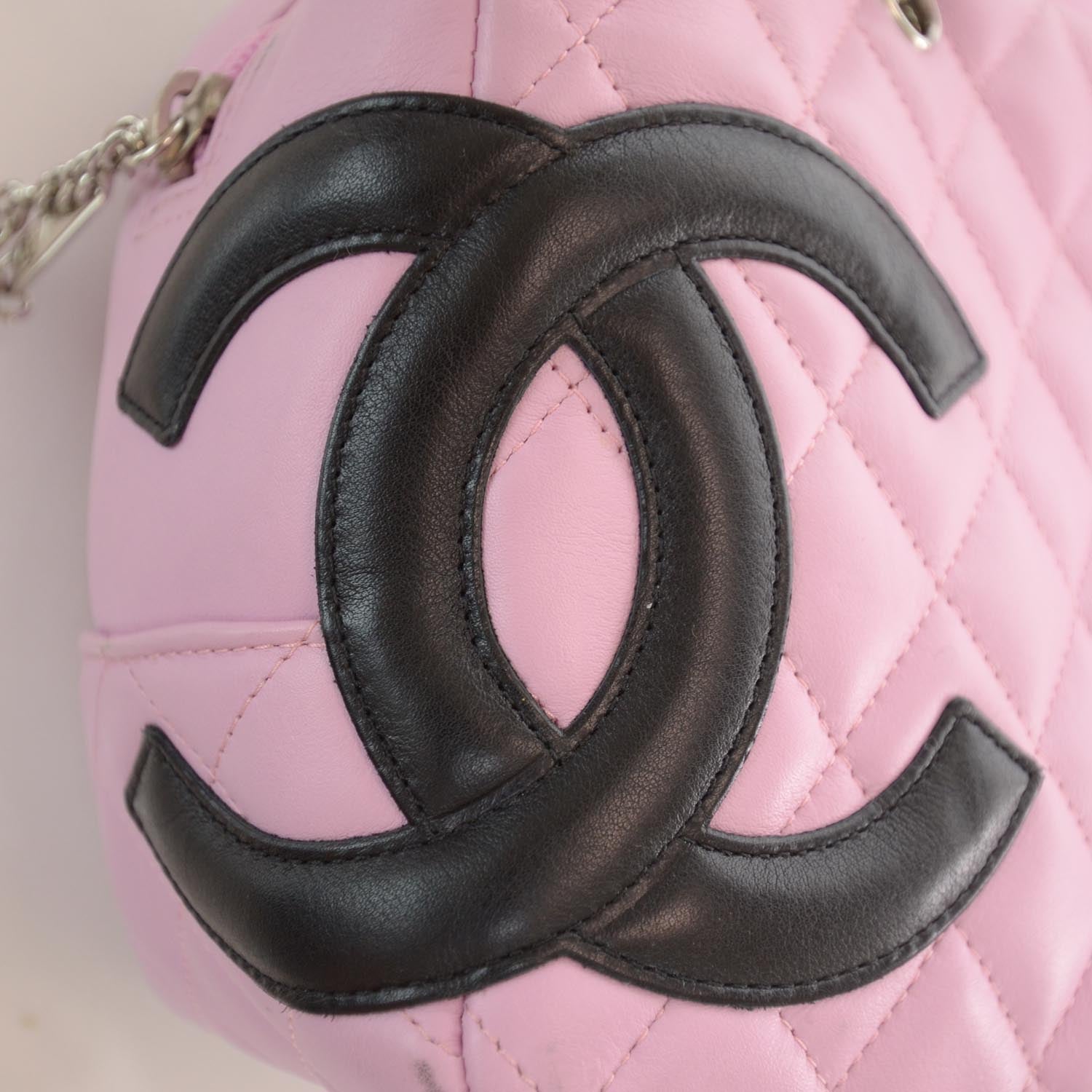 Chanel Calfskin Quilted Large Cambon Bowler Pink Black 5 of 9
