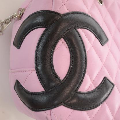 Chanel Calfskin Quilted Large Cambon Bowler Pink Black 5 of 9