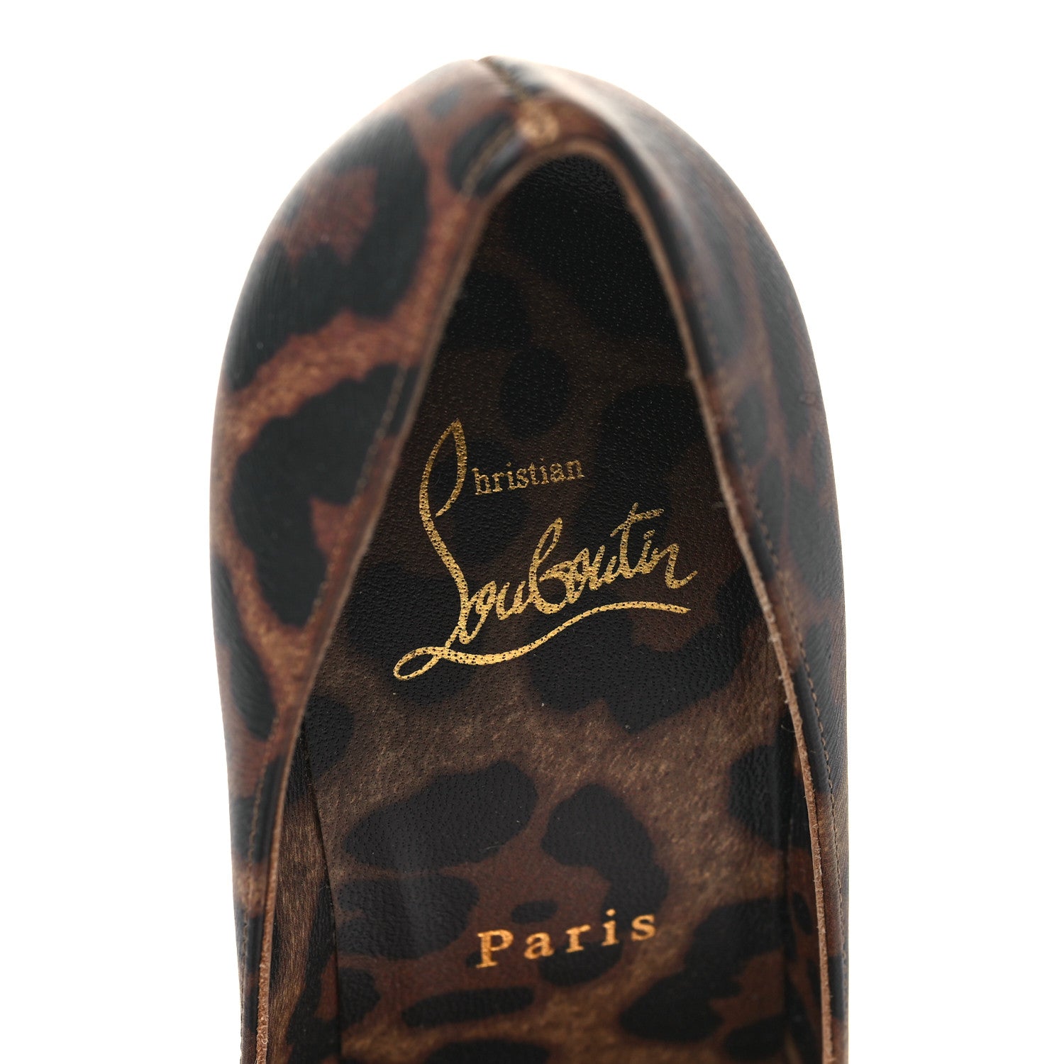 Christian Louboutin Calfskin Leopard Print Kate 100 Pumps 37 Brown 8 of 9