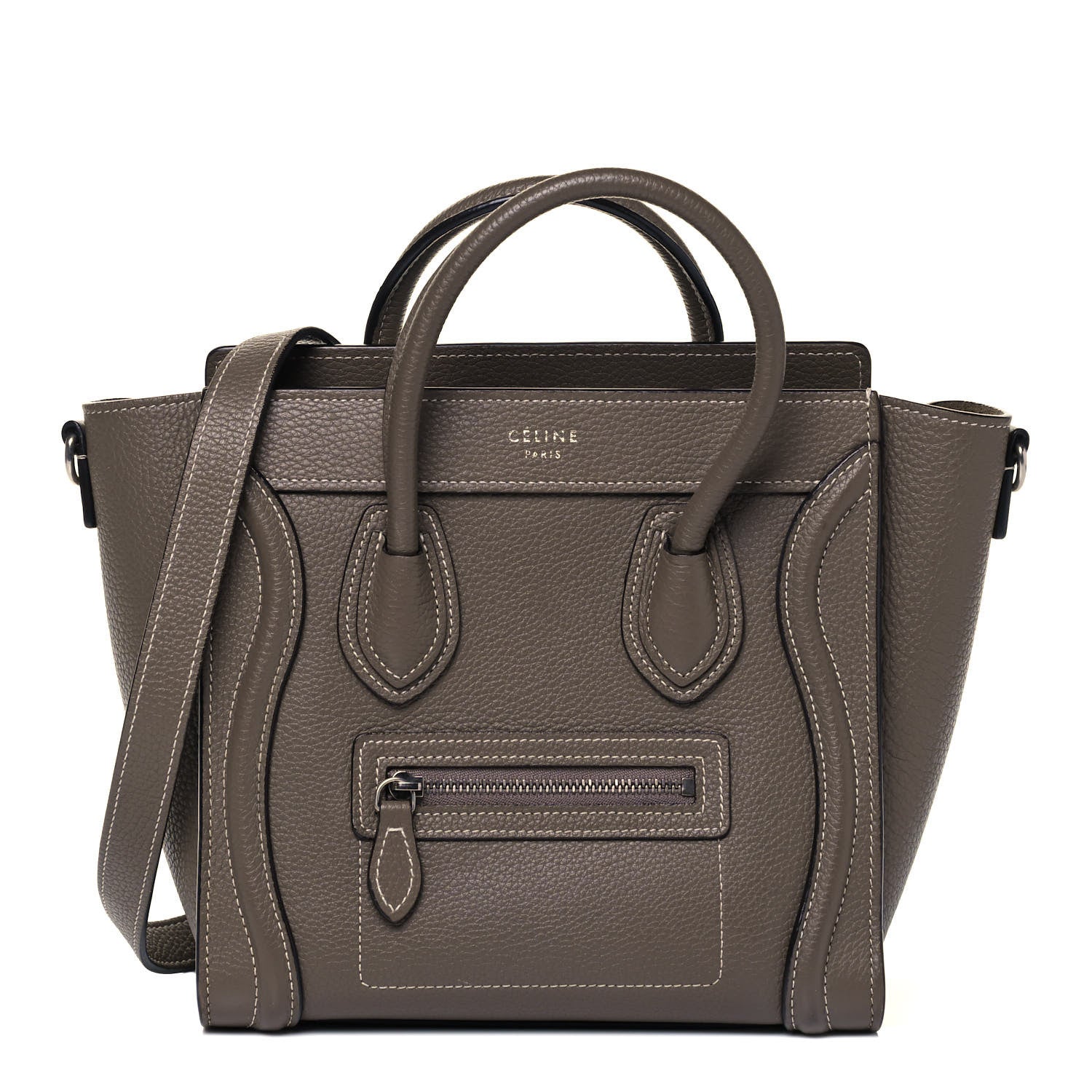 Celine Drummed Calfskin Nano Luggage Souris 1 of 9